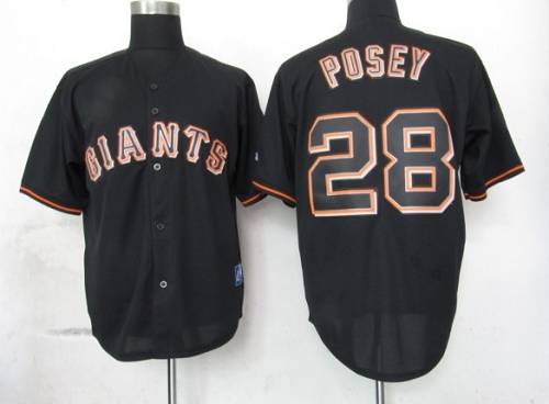 Giants #28 Buster Posey Black Fashion Stitched MLB Jersey - Click Image to Close